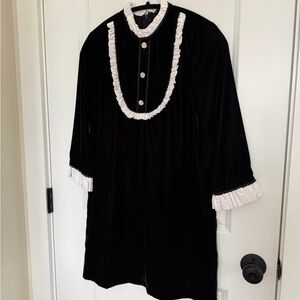 Zara Velvet Black Dress with White detailing